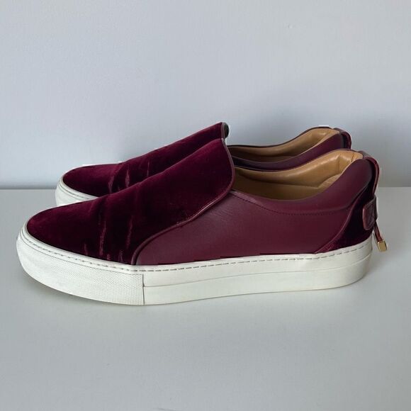 Buscemi Red Velvet Shoes Loafers Slip On Leather Mens Size 44 (US 11) - Picture 2 of 10